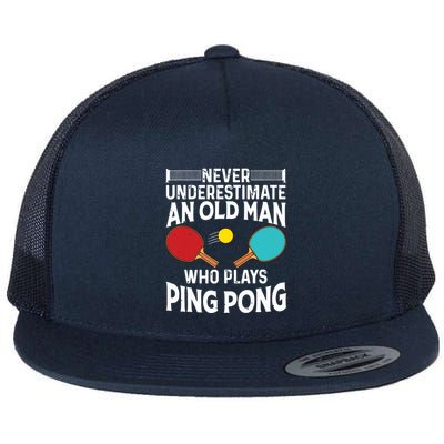 Funny Ping Pong Design Men Dad Grandpa Table Tennis Player Flat Bill Trucker Hat