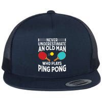 Funny Ping Pong Design Men Dad Grandpa Table Tennis Player Flat Bill Trucker Hat