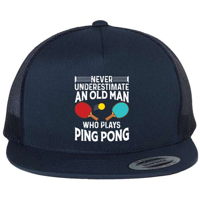 Funny Ping Pong Design Men Dad Grandpa Table Tennis Player Flat Bill Trucker Hat