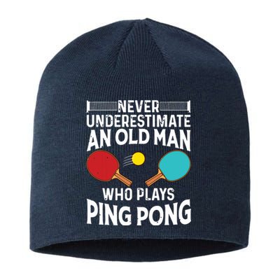 Funny Ping Pong Design Men Dad Grandpa Table Tennis Player Sustainable Beanie