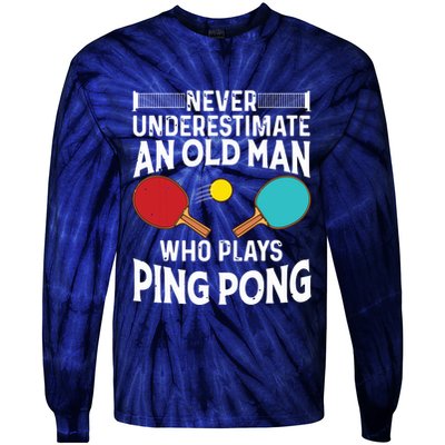 Funny Ping Pong Design Men Dad Grandpa Table Tennis Player Tie-Dye Long Sleeve Shirt