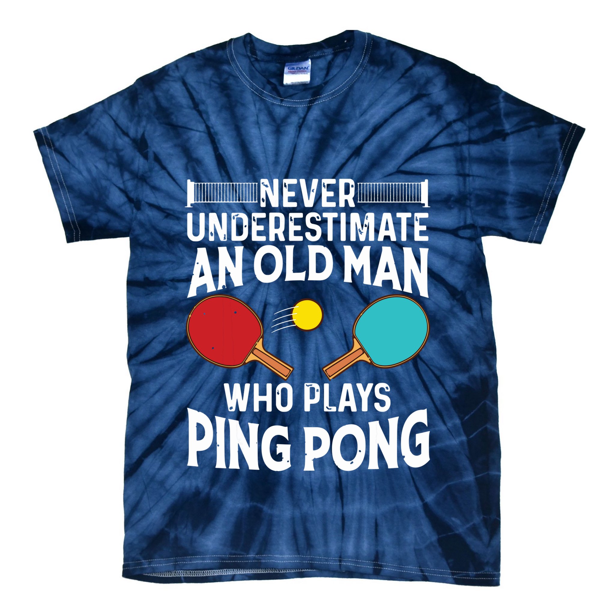 Funny Ping Pong Design Men Dad Grandpa Table Tennis Player Tie-Dye T-Shirt