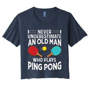 Funny Ping Pong Design Men Dad Grandpa Table Tennis Player Women's Crop Top Tee