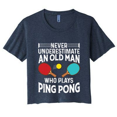 Funny Ping Pong Design Men Dad Grandpa Table Tennis Player Crop Top