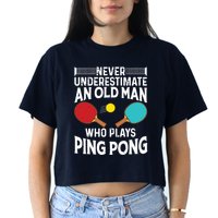 Funny Ping Pong Design Men Dad Grandpa Table Tennis Player Crop Top