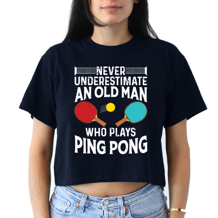 Funny Ping Pong Design Men Dad Grandpa Table Tennis Player Crop Top