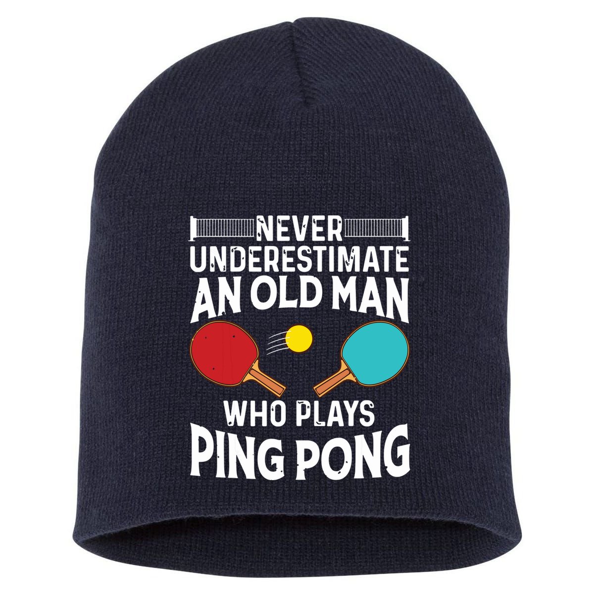 Funny Ping Pong Design Men Dad Grandpa Table Tennis Player Short Acrylic Beanie