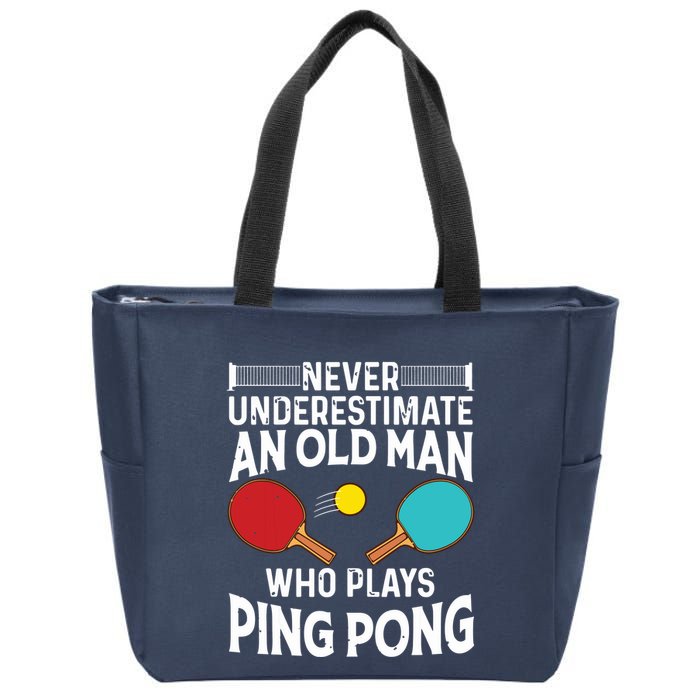 Funny Ping Pong Design Men Dad Grandpa Table Tennis Player Zip Tote Bag
