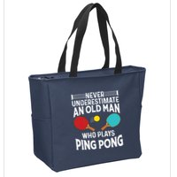 Funny Ping Pong Design Men Dad Grandpa Table Tennis Player Zip Tote Bag