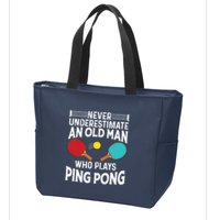 Funny Ping Pong Design Men Dad Grandpa Table Tennis Player Zip Tote Bag