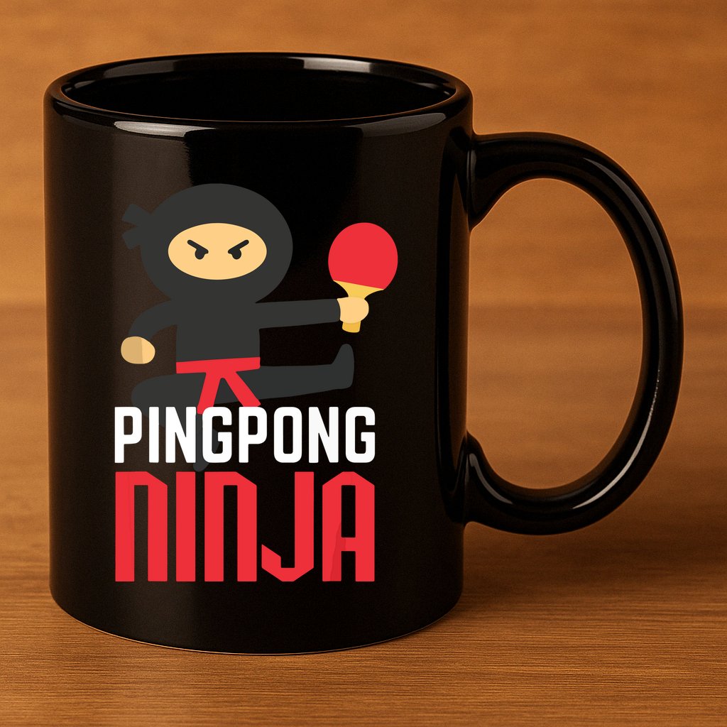 Funny Ping Pong Ninja Shirts Table Tennis 11oz C Handle Ceramic Mug