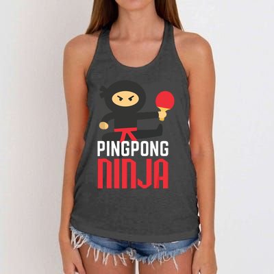 Funny Ping Pong Ninja Shirts Table Tennis Women's Knotted Racerback Tank