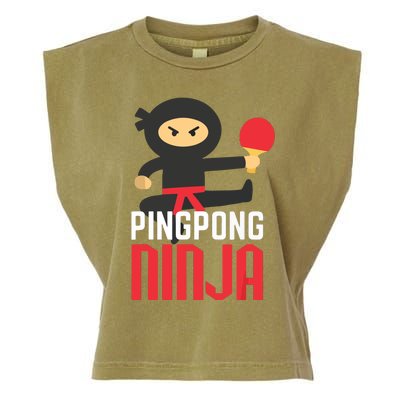 Funny Ping Pong Ninja Shirts Table Tennis Garment-Dyed Women's Muscle Tee