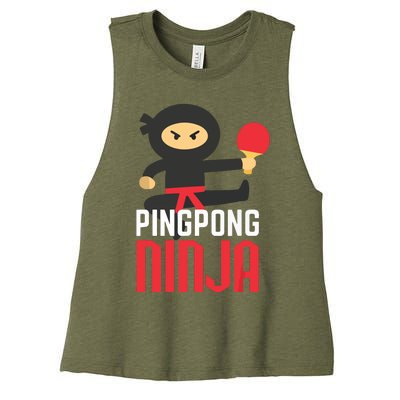 Funny Ping Pong Ninja Shirts Table Tennis Women's Racerback Cropped Tank