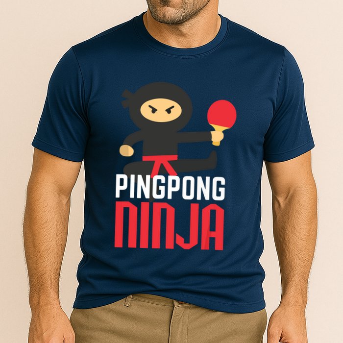 Funny Ping Pong Ninja Shirts Table Tennis Cooling Performance Crew T-Shirt