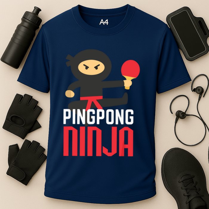 Funny Ping Pong Ninja Shirts Table Tennis Cooling Performance Crew T-Shirt
