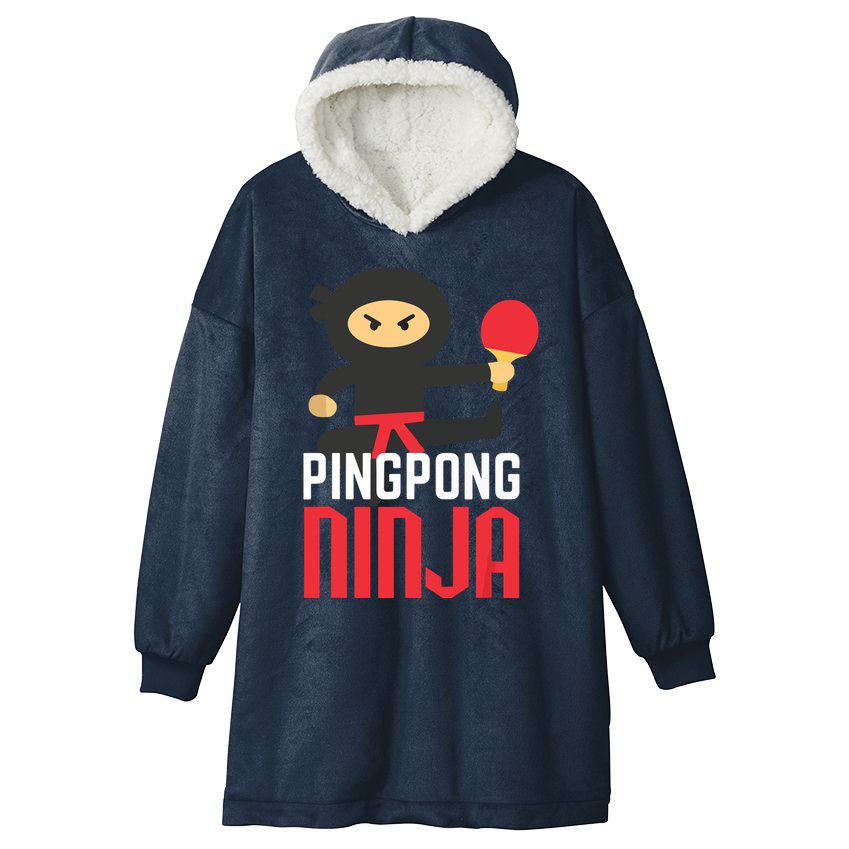 Funny Ping Pong Ninja Shirts Table Tennis Hooded Wearable Blanket