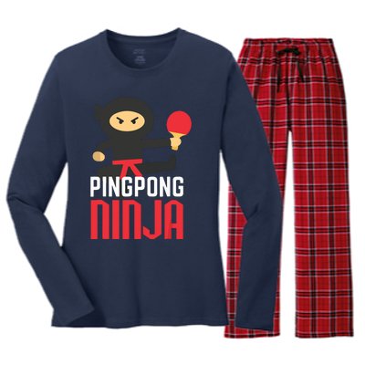 Funny Ping Pong Ninja Shirts Table Tennis Women's Long Sleeve Flannel Pajama Set 