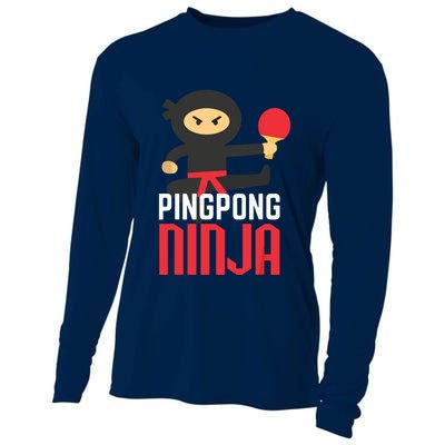 Funny Ping Pong Ninja Shirts Table Tennis Cooling Performance Long Sleeve Crew