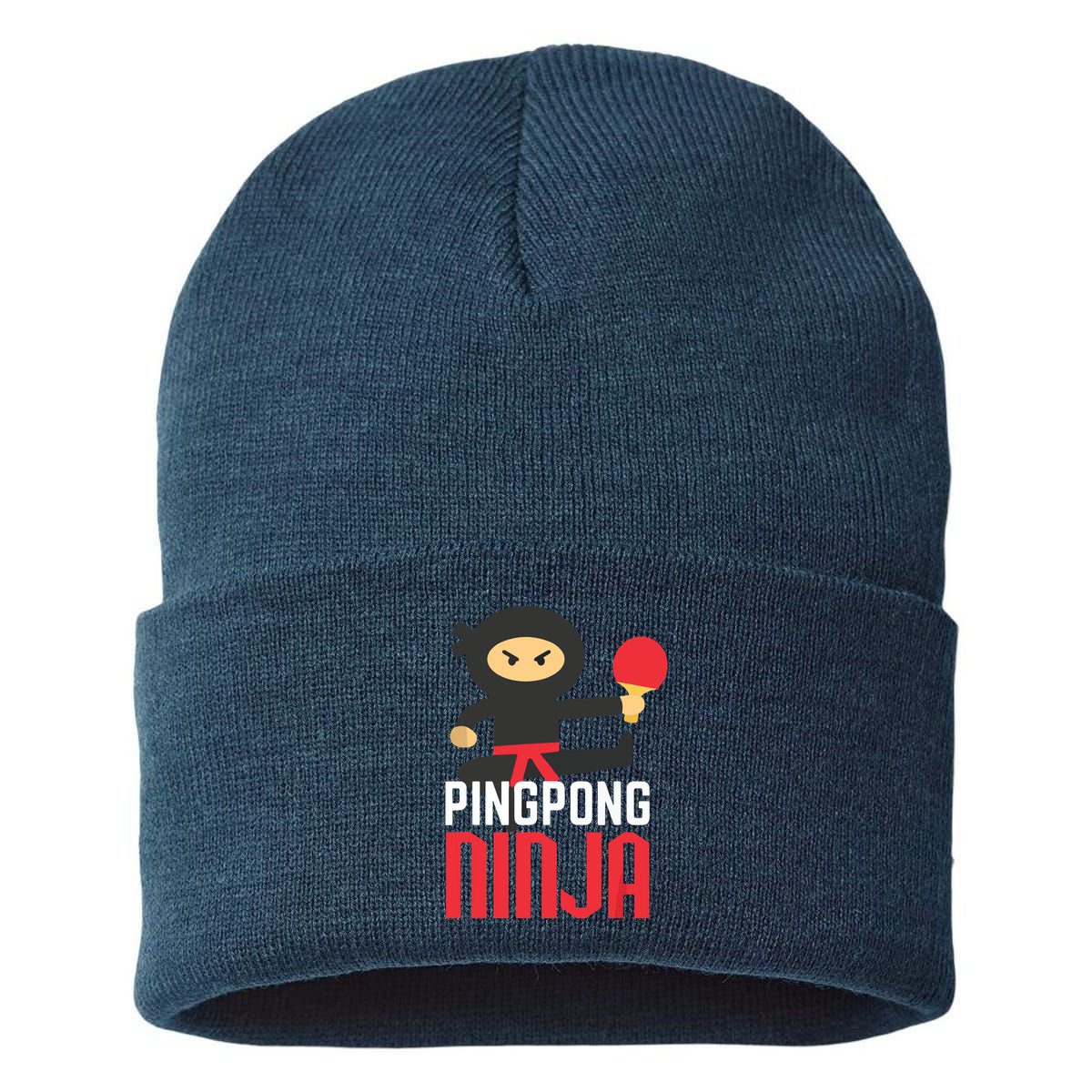 Funny Ping Pong Ninja Shirts Table Tennis Sustainable Knit Beanie