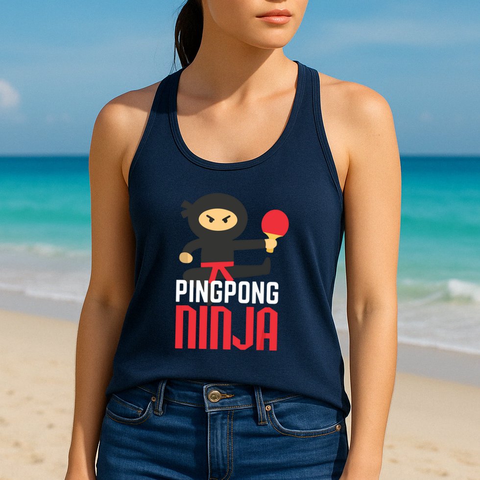 Funny Ping Pong Ninja Shirts Table Tennis Womens Tank Top