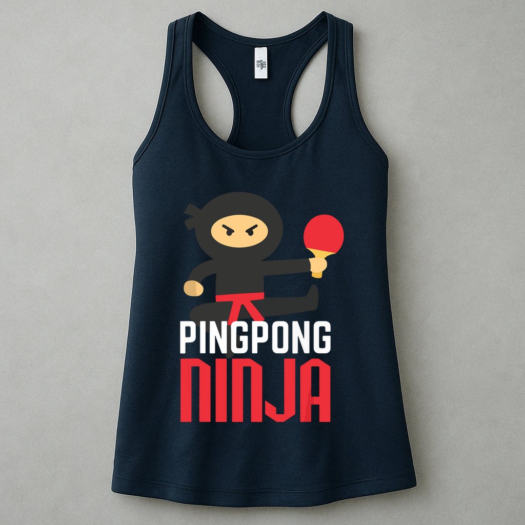 Funny Ping Pong Ninja Shirts Table Tennis Womens Tank Top