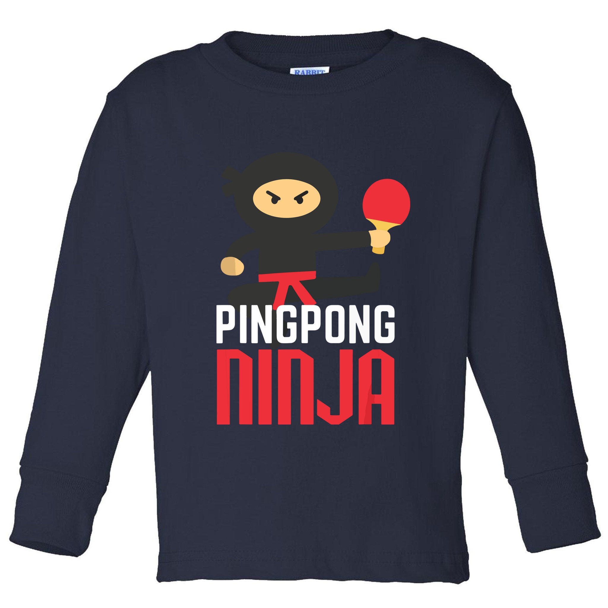 Funny Ping Pong Ninja Shirts Table Tennis Toddler Long Sleeve Shirt