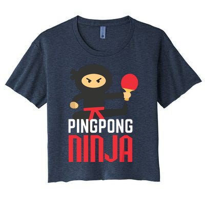 Funny Ping Pong Ninja Shirts Table Tennis Women's Crop Top Tee