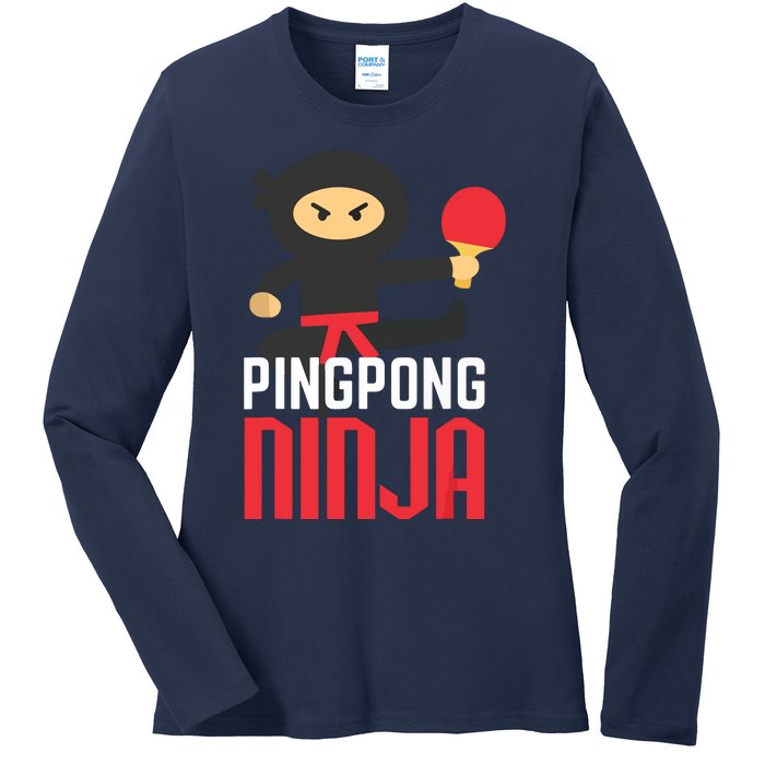 Funny Ping Pong Ninja Shirts Table Tennis Ladies Long Sleeve Shirt