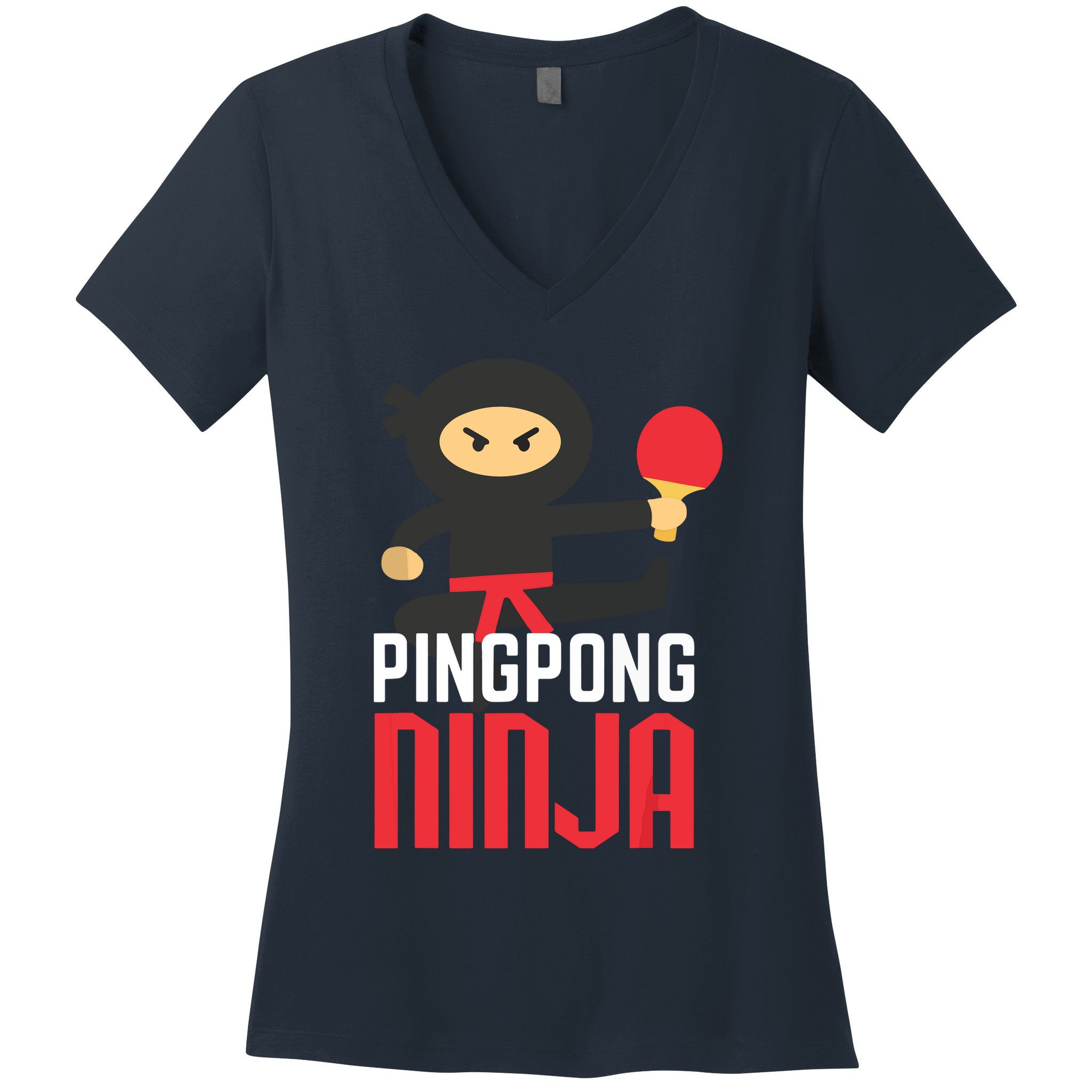 Funny Ping Pong Ninja Shirts Table Tennis Women's V-Neck T-Shirt