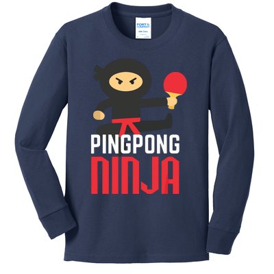 Funny Ping Pong Ninja Shirts Table Tennis Kids Long Sleeve Shirt