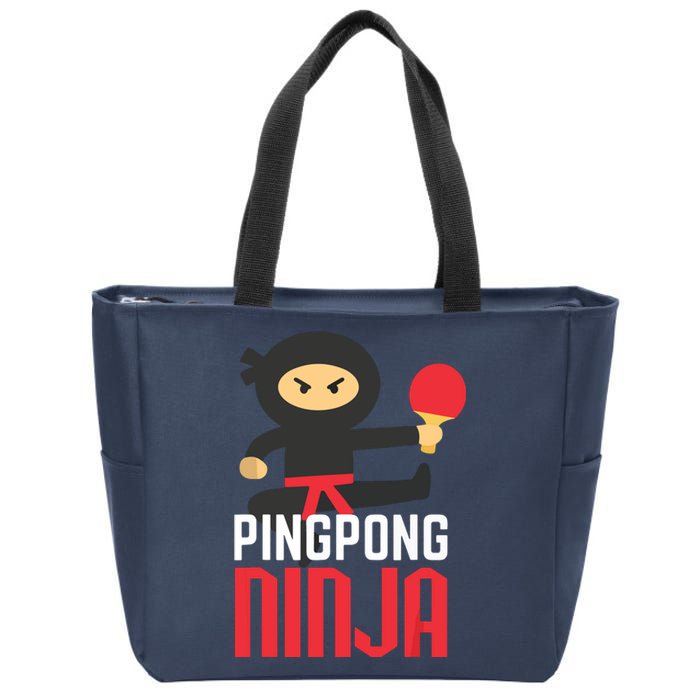 Funny Ping Pong Ninja Shirts Table Tennis Zip Tote Bag