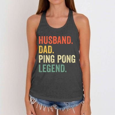 Funny Ping Pong Husband Dad Table Tennis Legend Vintage Women's Knotted Racerback Tank