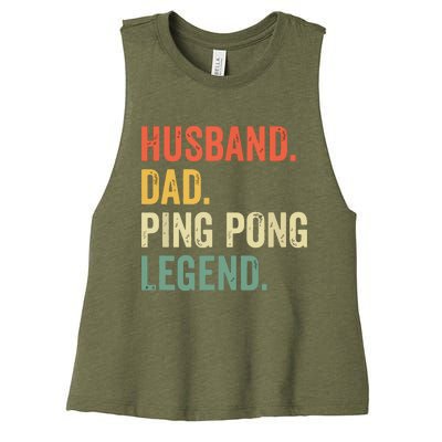 Funny Ping Pong Husband Dad Table Tennis Legend Vintage Women's Racerback Cropped Tank