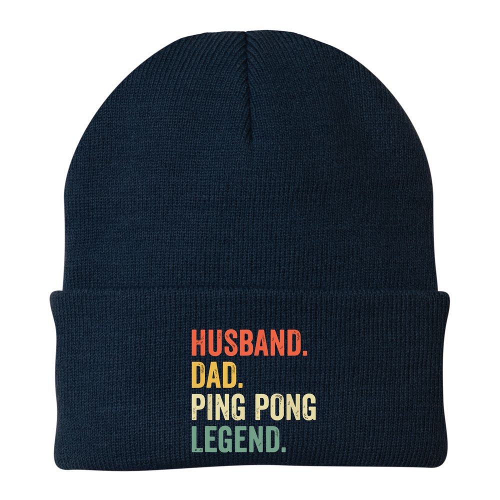 Funny Ping Pong Husband Dad Table Tennis Legend Vintage Beanie