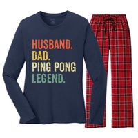 Funny Ping Pong Husband Dad Table Tennis Legend Vintage Women's Long Sleeve Flannel Pajama Set 