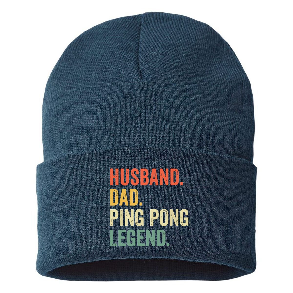 Funny Ping Pong Husband Dad Table Tennis Legend Vintage Sustainable Knit Beanie