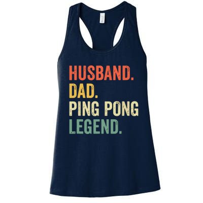 Funny Ping Pong Husband Dad Table Tennis Legend Vintage Women's Racerback Tank