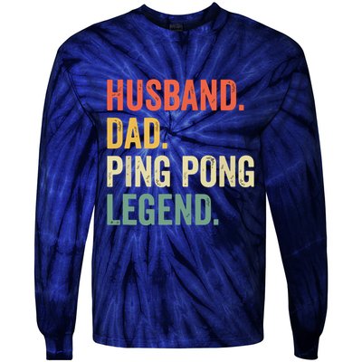 Funny Ping Pong Husband Dad Table Tennis Legend Vintage Tie-Dye Long Sleeve Shirt