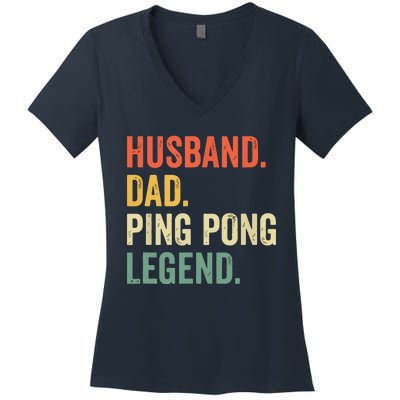 Funny Ping Pong Husband Dad Table Tennis Legend Vintage Women's V-Neck T-Shirt