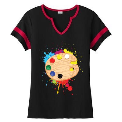 Funny Paint Pallet Art For Painting Artist Ladies Halftime Notch Neck Tee