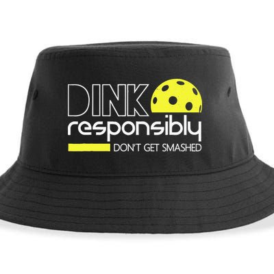 Funny Pickleball Player Dink Responsibly Don't Get Smashed Sustainable Bucket Hat