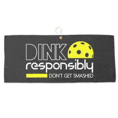 Funny Pickleball Player Dink Responsibly Don't Get Smashed Large Microfiber Waffle Golf Towel