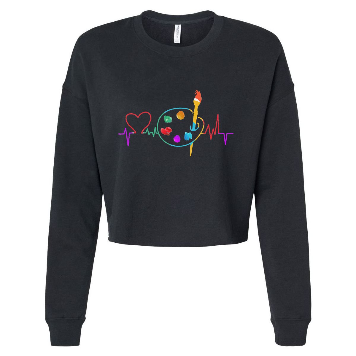 Funny Paint Palette Brush Artist Painter Gift Cropped Pullover Crew