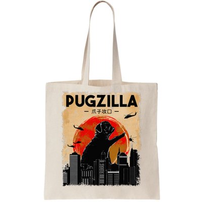 Funny Pug Pugzilla Funny Dog Pug Tote Bag