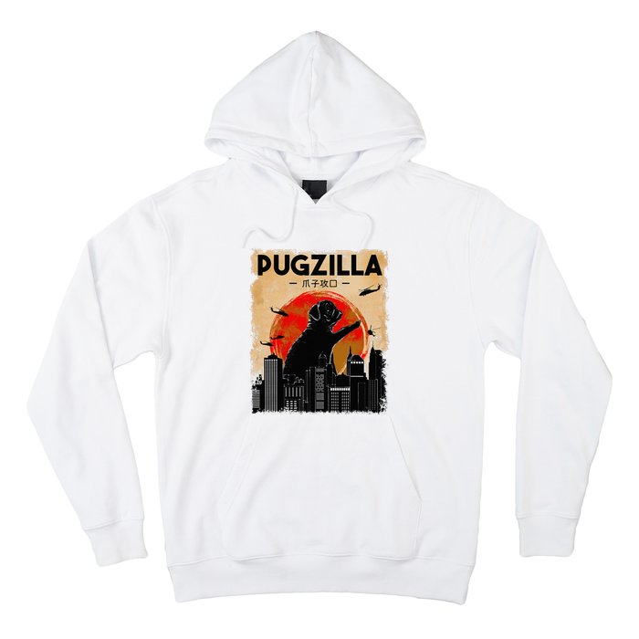 Funny Pug Pugzilla Funny Dog Pug Hoodie