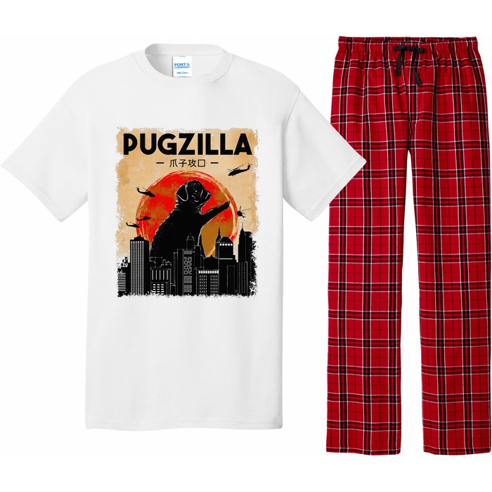 Funny Pug Pugzilla Funny Dog Pug Pajama Set