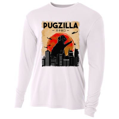 Funny Pug Pugzilla Funny Dog Pug Cooling Performance Long Sleeve Crew