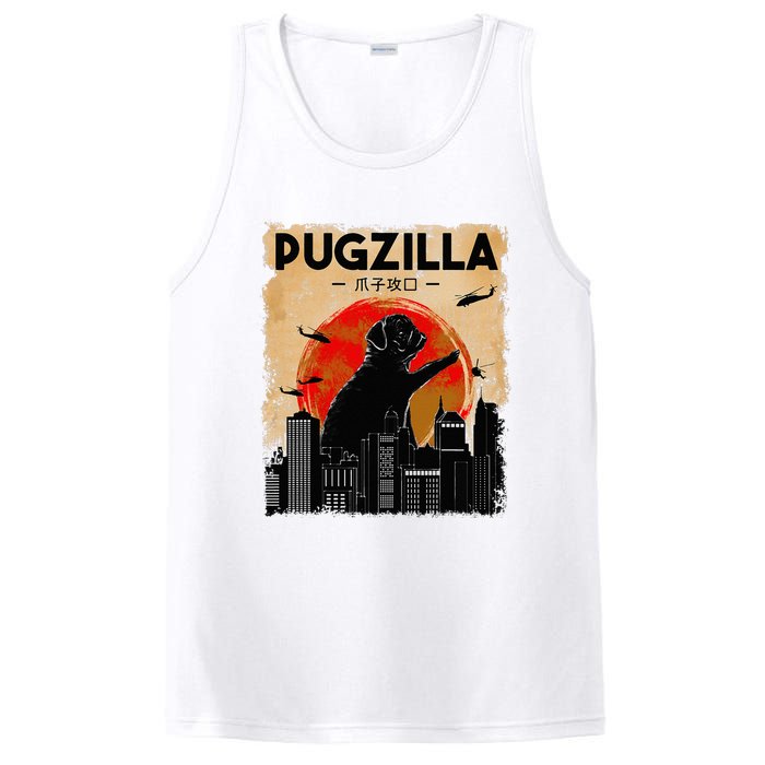 Funny Pug Pugzilla Funny Dog Pug PosiCharge Competitor Tank