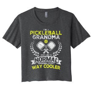 Funny Pickleball Paddle Pickleball Grandma Retro Women's Crop Top Tee